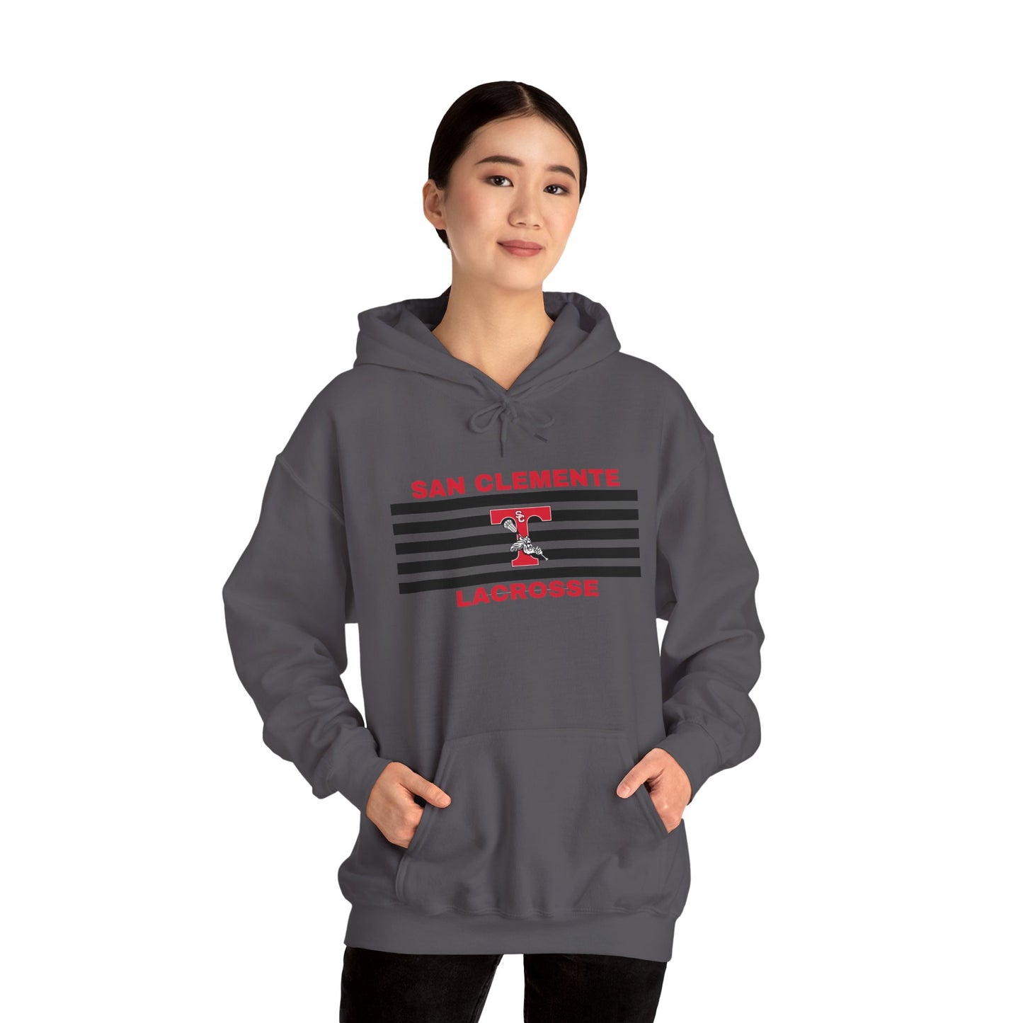 San Clemente Lacrosse Hoodie - Unisex Heavy Blend™ Sweatshirt Black Stripe Triton