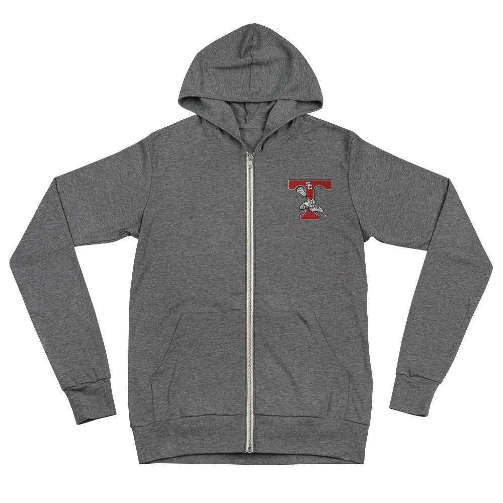 Unisex Embroidered Triton Logo Zip Hoodie