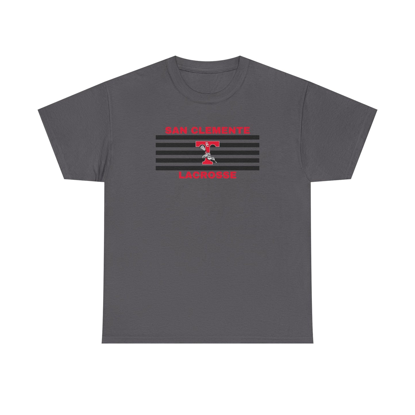San Clemente Lacrosse Unisex Heavy Cotton Tee Black Stripes