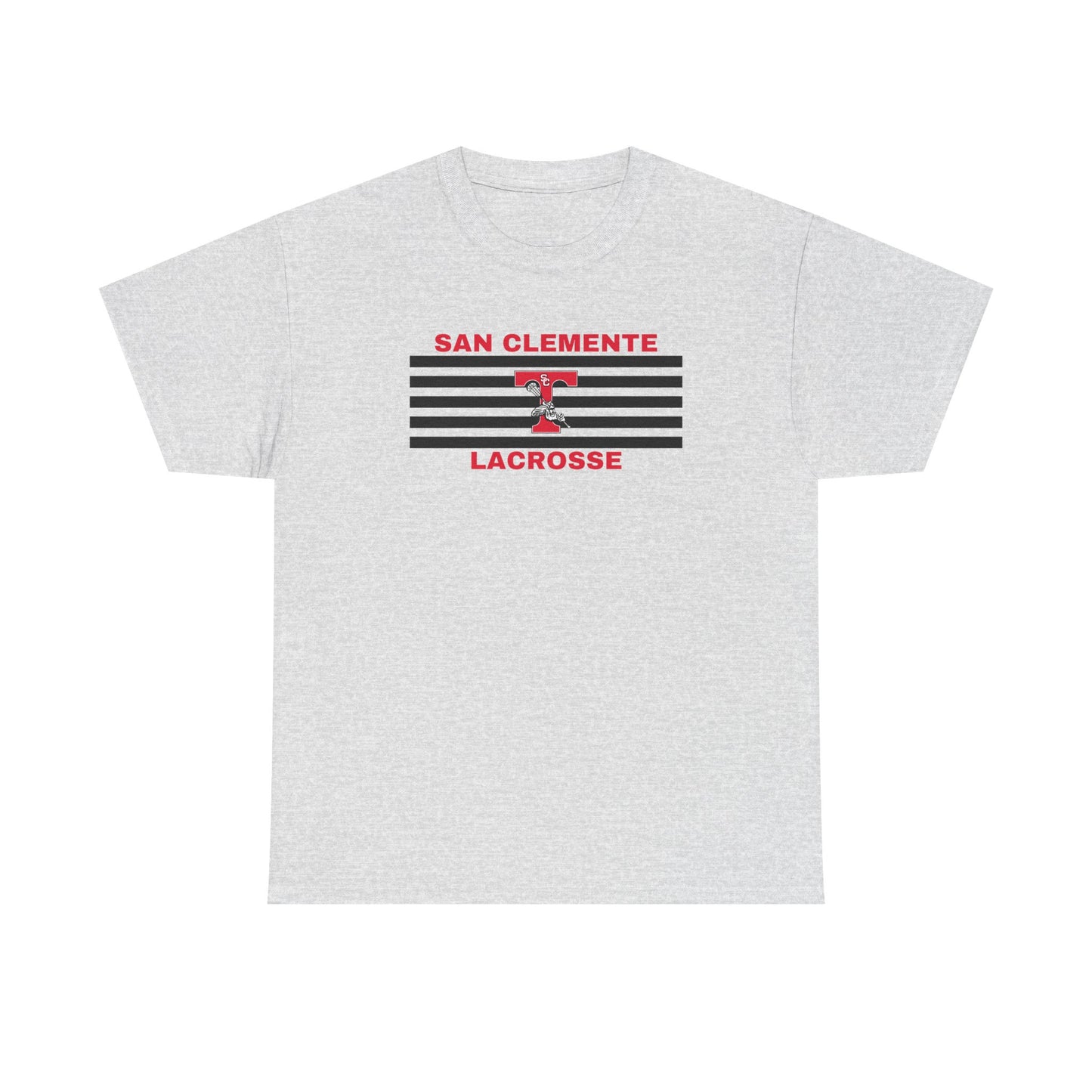 San Clemente Lacrosse Unisex Heavy Cotton Tee Black Stripes