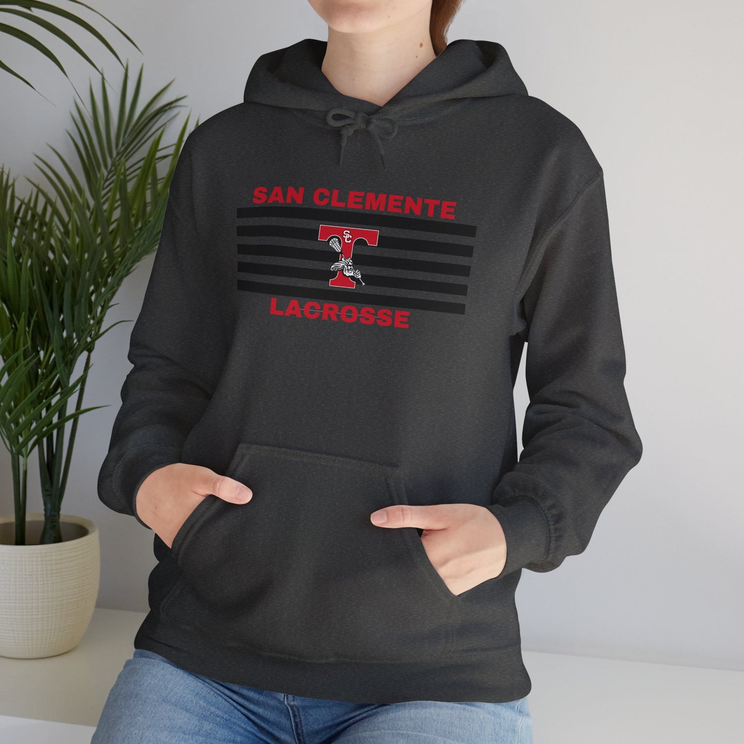 San Clemente Lacrosse Hoodie - Unisex Heavy Blend™ Sweatshirt Black Stripe Triton