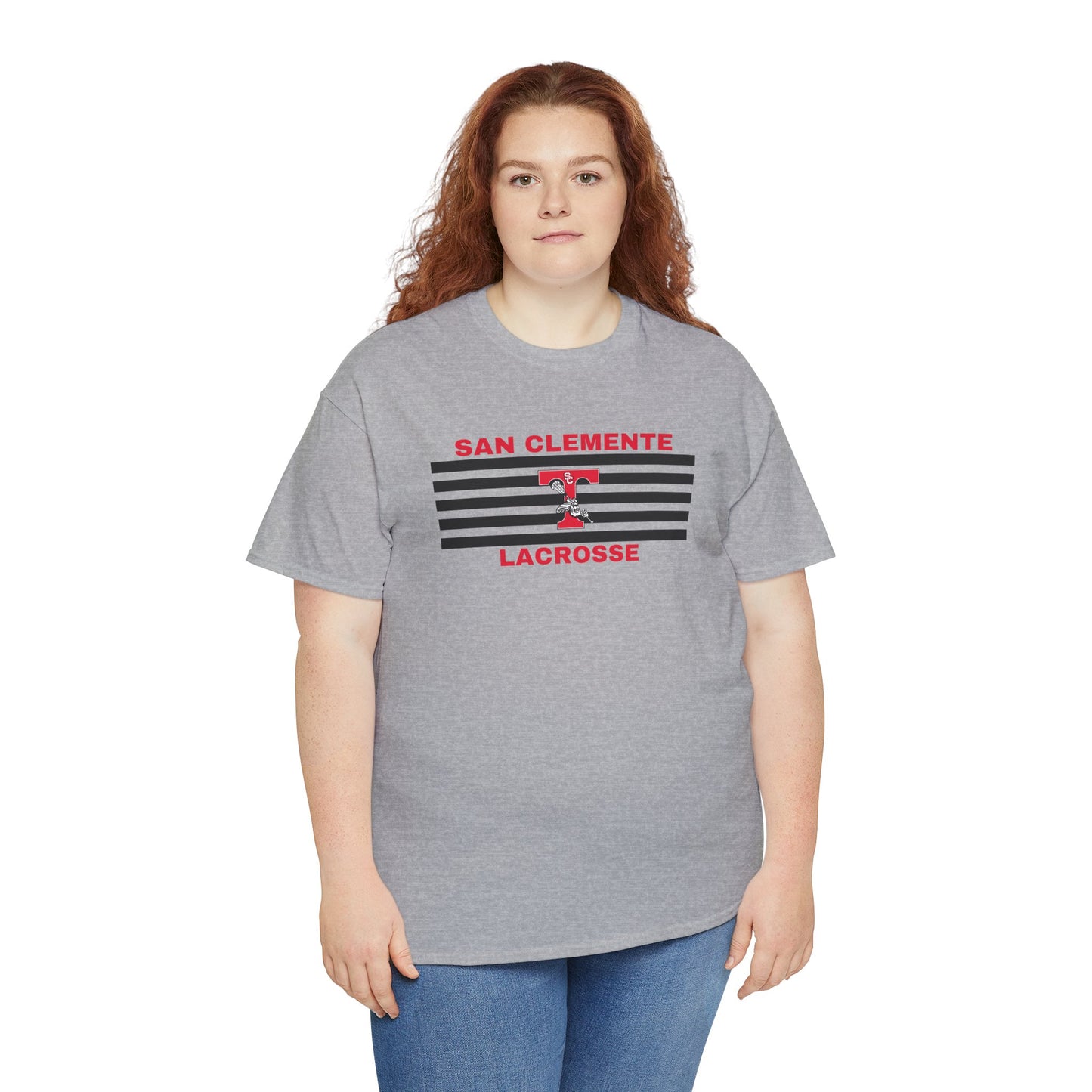 San Clemente Lacrosse Unisex Heavy Cotton Tee Black Stripes