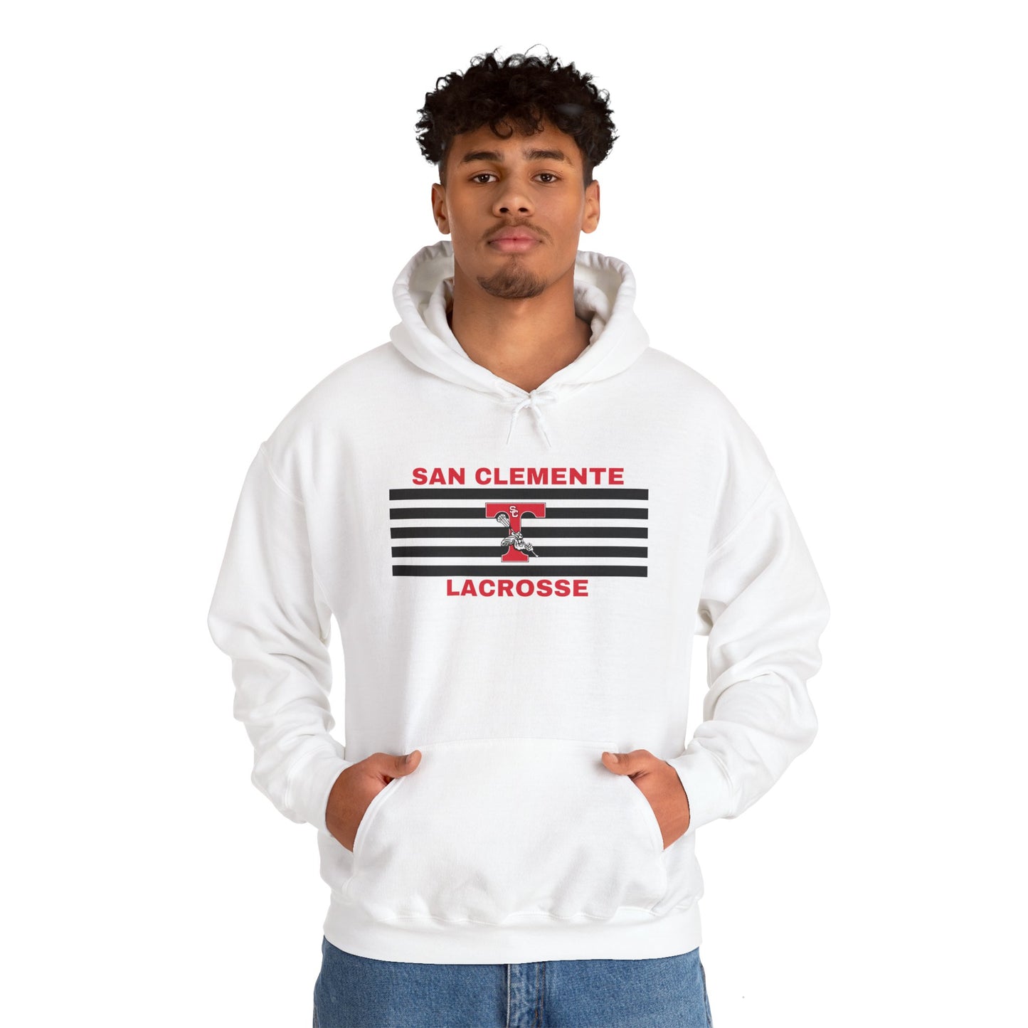 San Clemente Lacrosse Hoodie - Unisex Heavy Blend™ Sweatshirt Black Stripe Triton