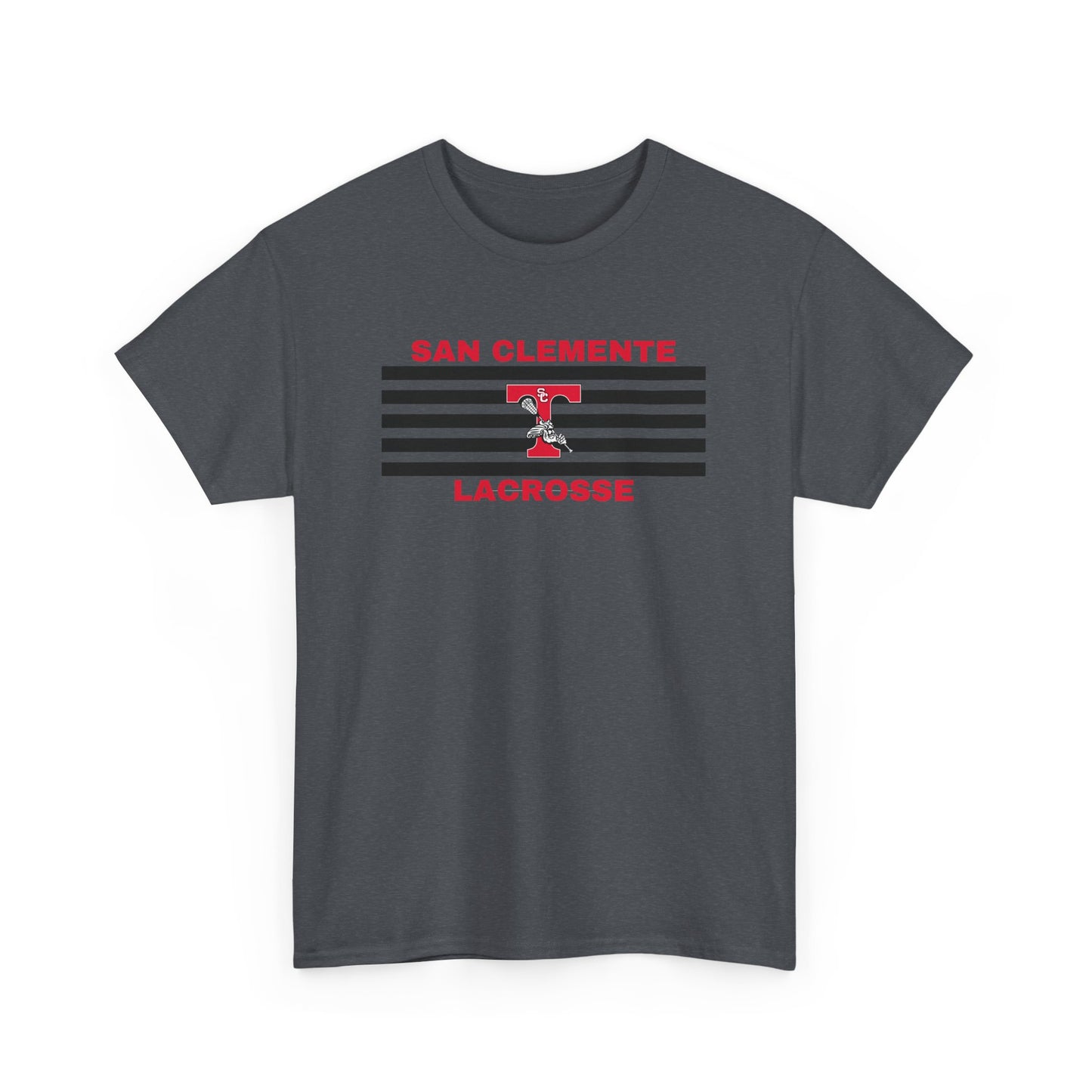 San Clemente Lacrosse Unisex Heavy Cotton Tee Black Stripes
