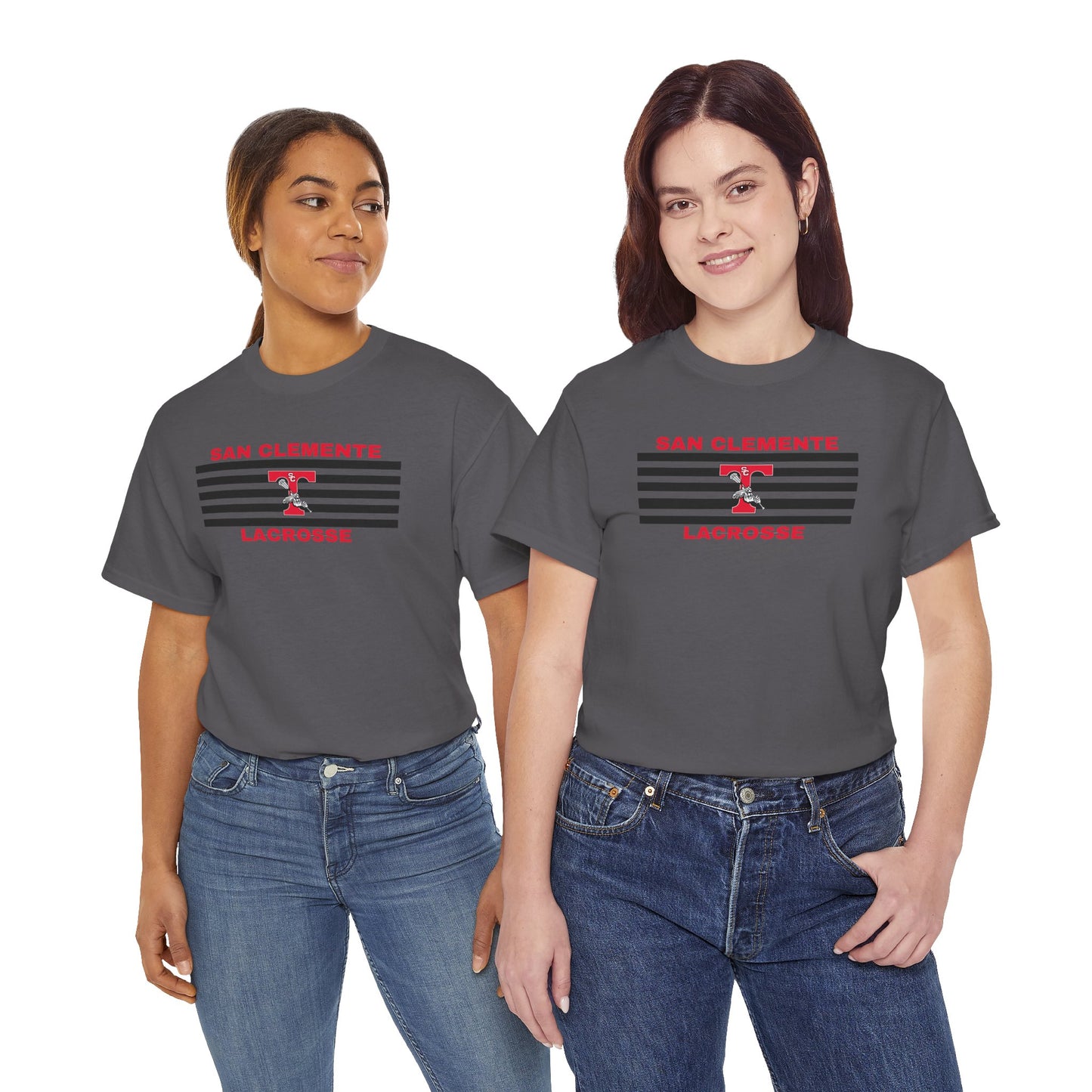 San Clemente Lacrosse Unisex Heavy Cotton Tee Black Stripes