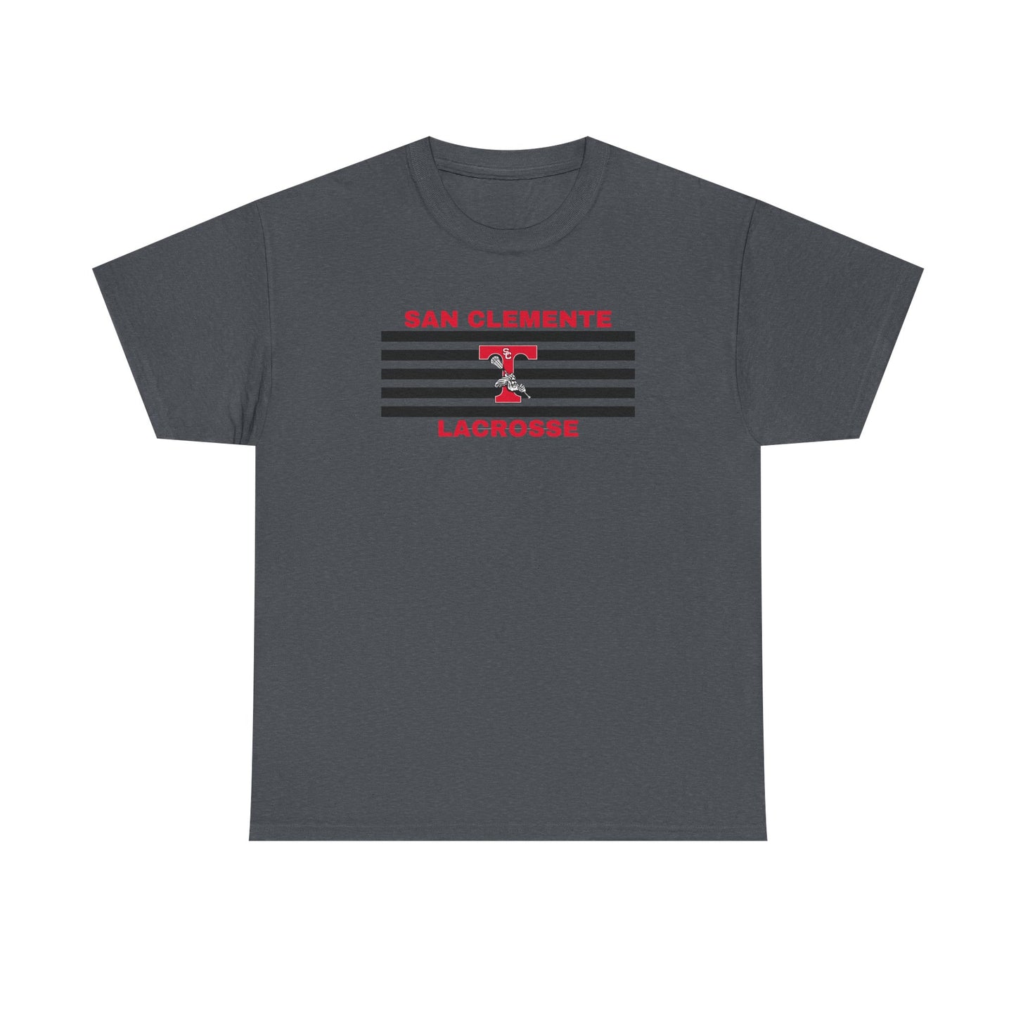 San Clemente Lacrosse Unisex Heavy Cotton Tee Black Stripes
