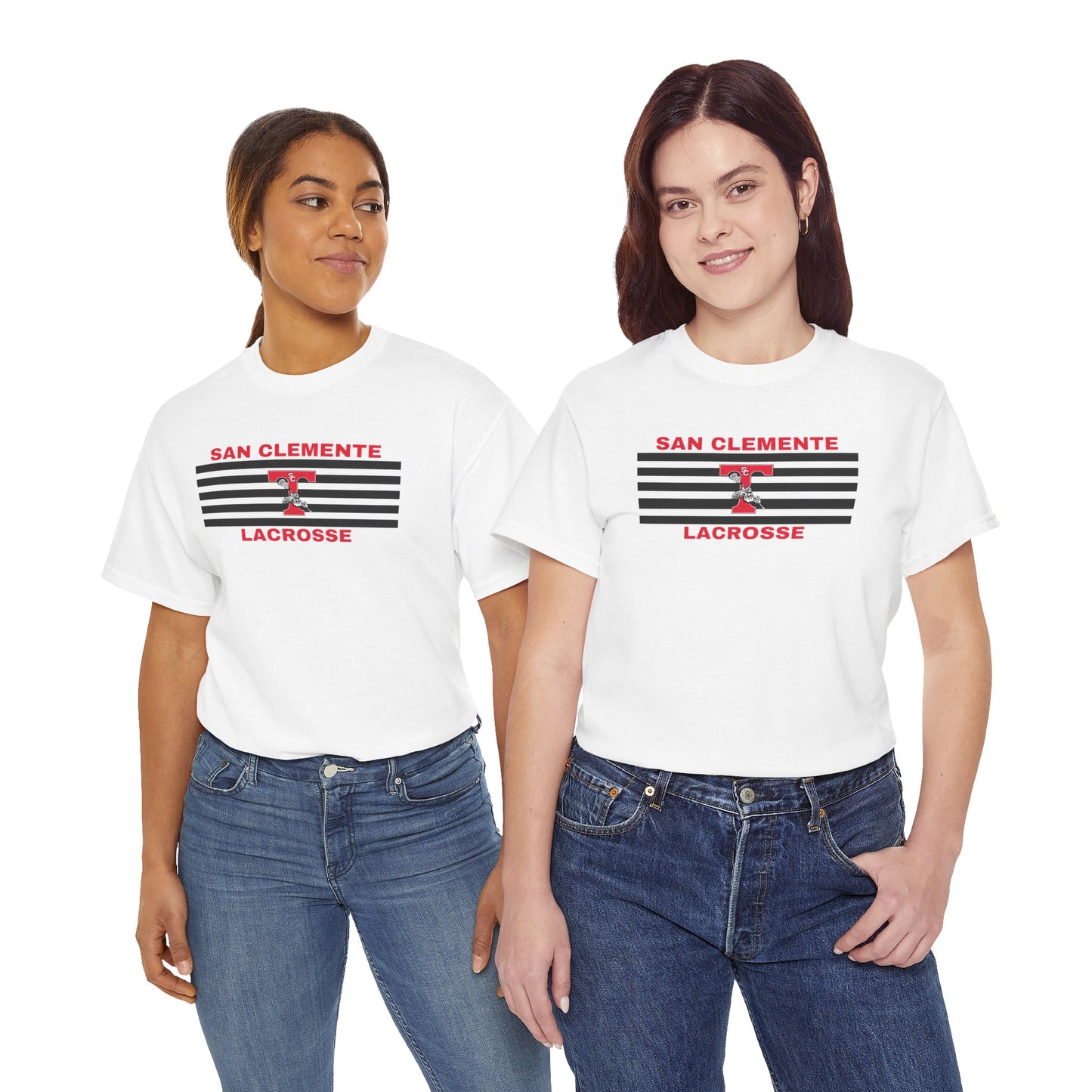 San Clemente Lacrosse Unisex Heavy Cotton Tee Black Stripes