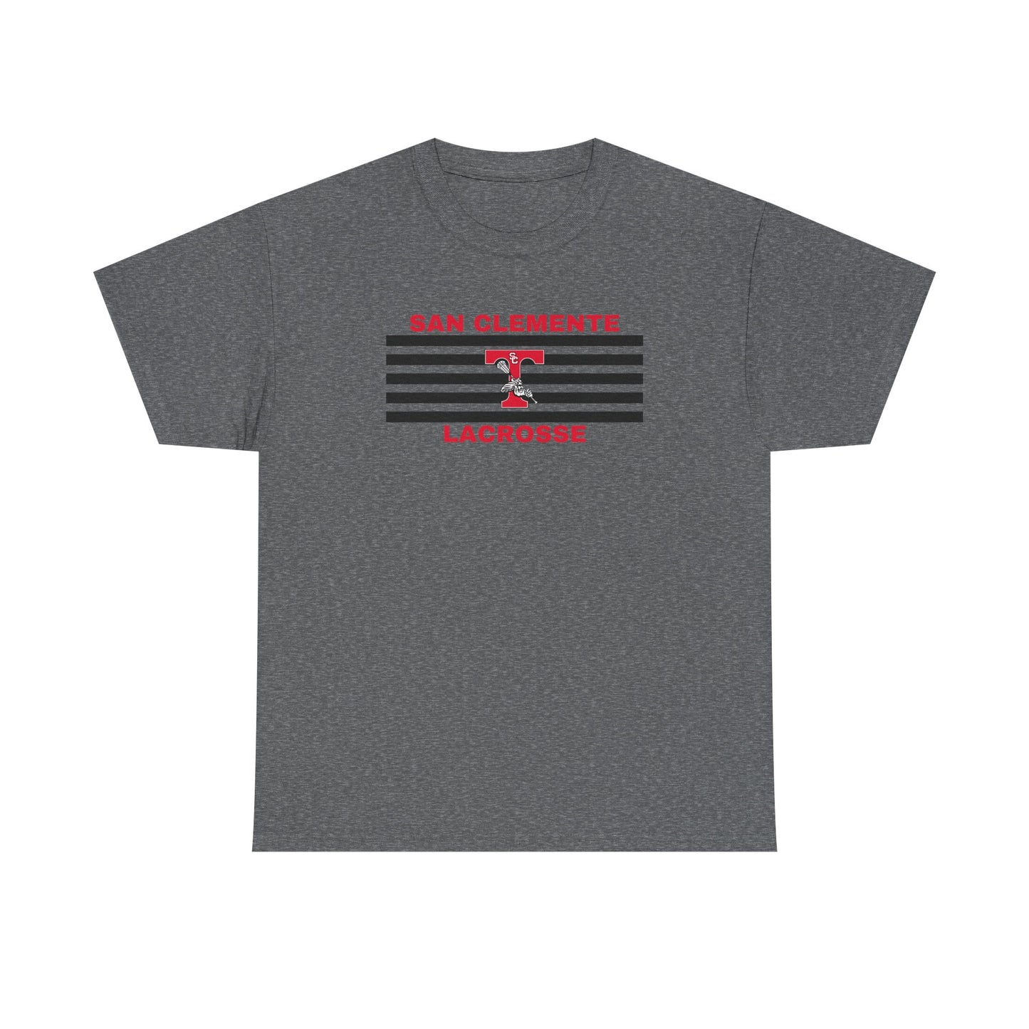 San Clemente Lacrosse Unisex Heavy Cotton Tee Black Stripes