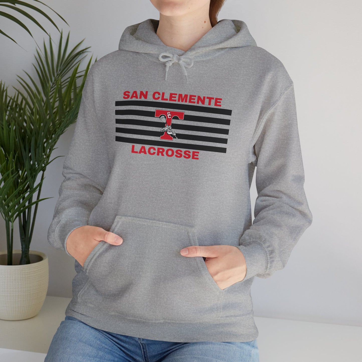 San Clemente Lacrosse Hoodie - Unisex Heavy Blend™ Sweatshirt Black Stripe Triton