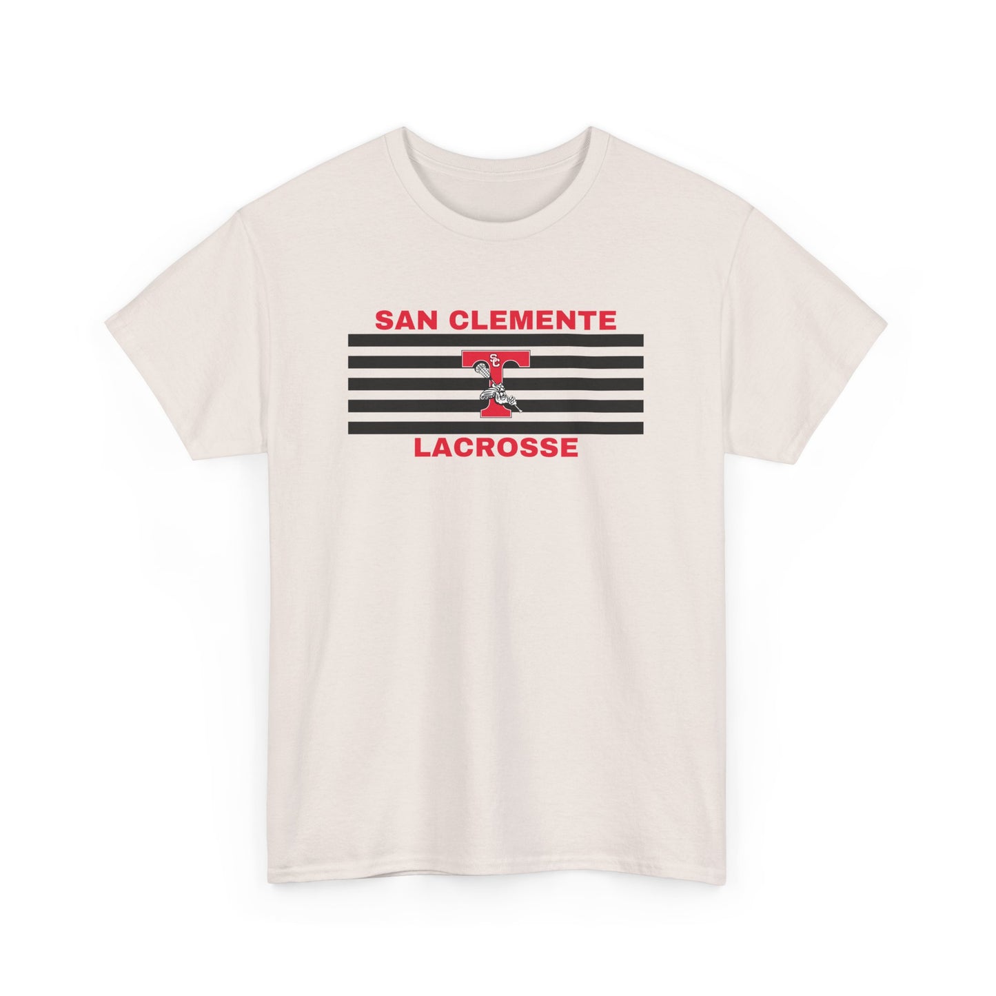 San Clemente Lacrosse Unisex Heavy Cotton Tee Black Stripes
