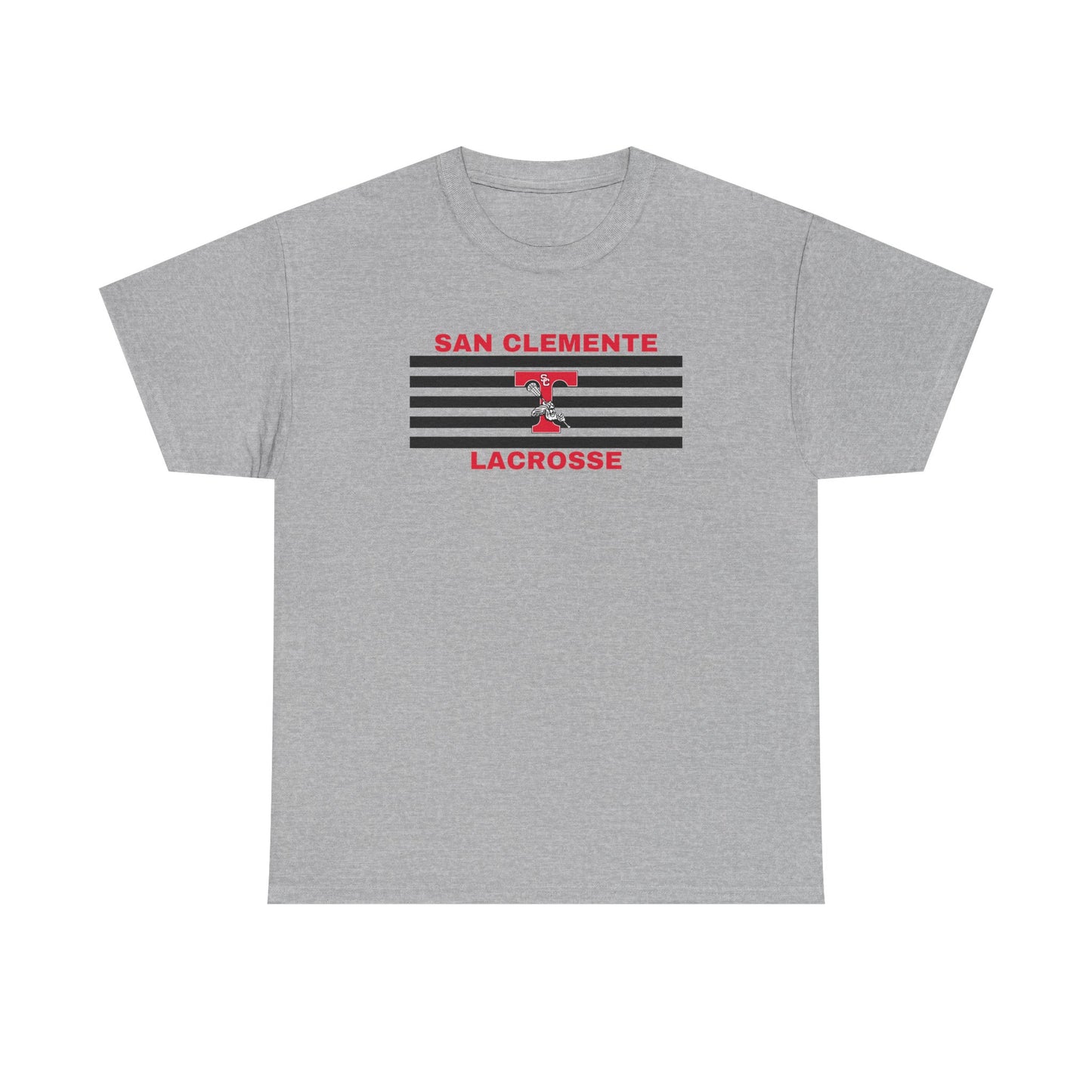 San Clemente Lacrosse Unisex Heavy Cotton Tee Black Stripes