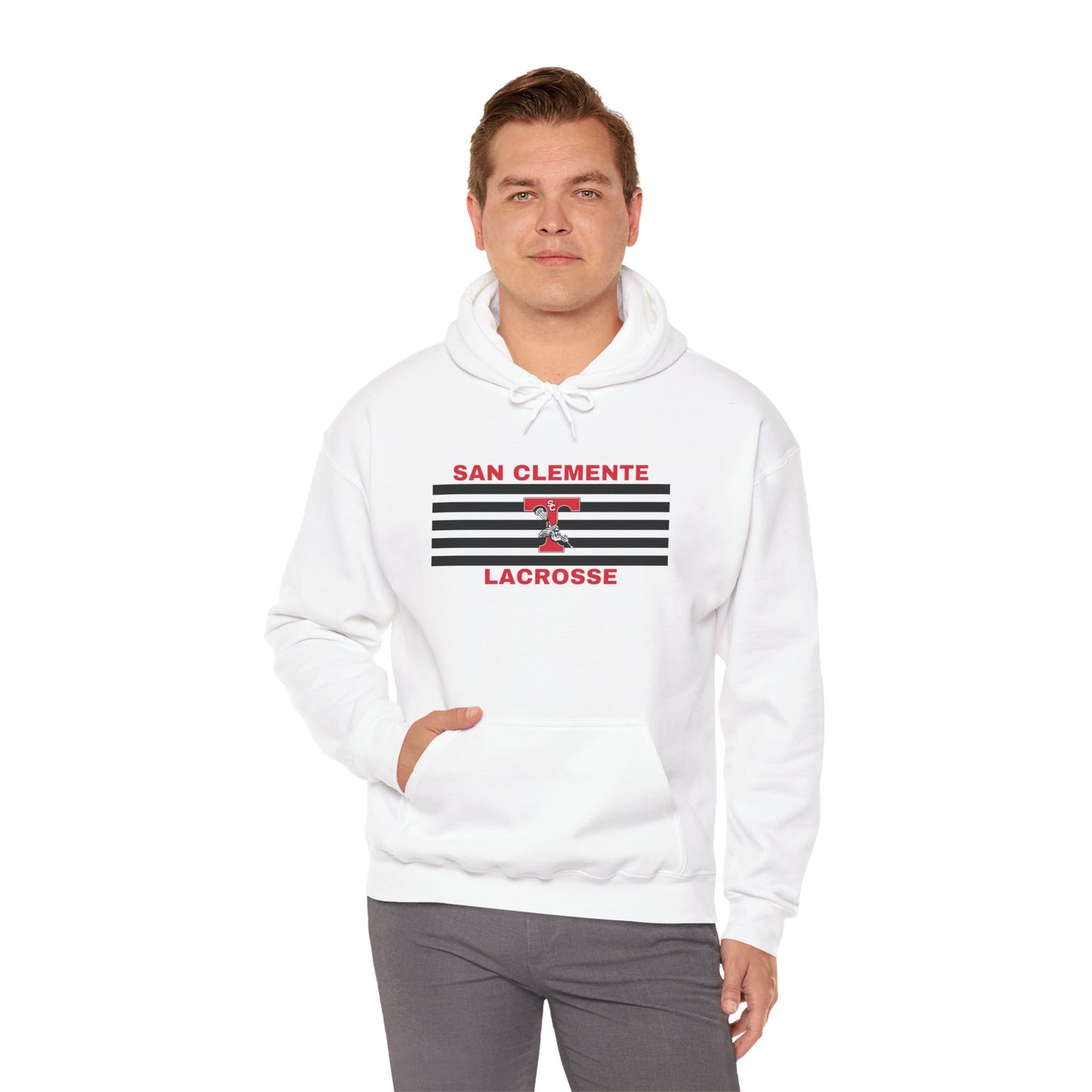 San Clemente Lacrosse Hoodie - Unisex Heavy Blend™ Sweatshirt Black Stripe Triton