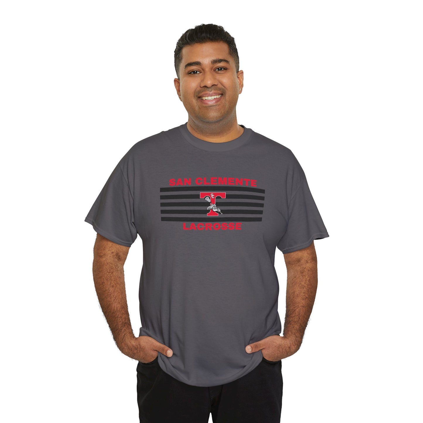 San Clemente Lacrosse Unisex Heavy Cotton Tee Black Stripes