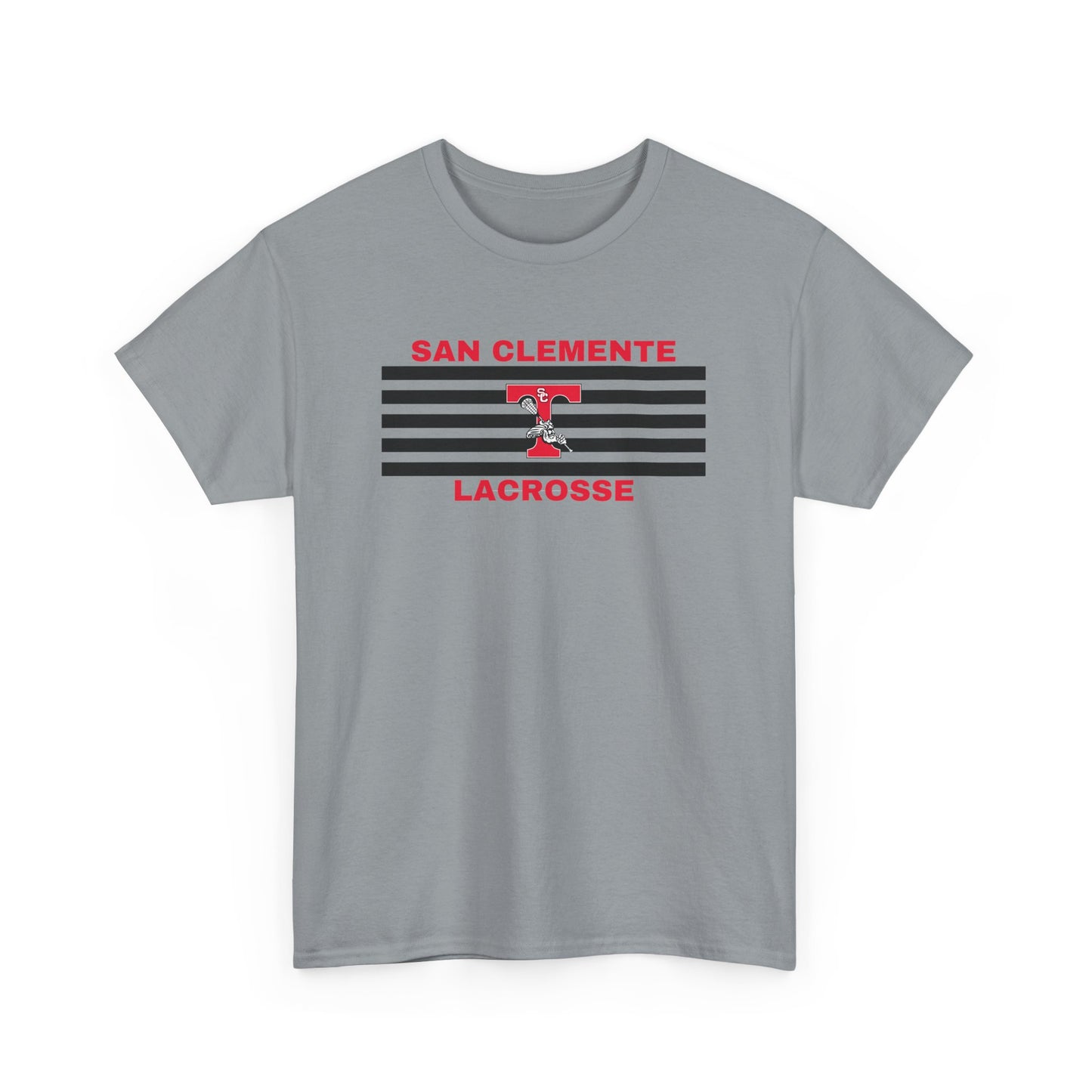 San Clemente Lacrosse Unisex Heavy Cotton Tee Black Stripes
