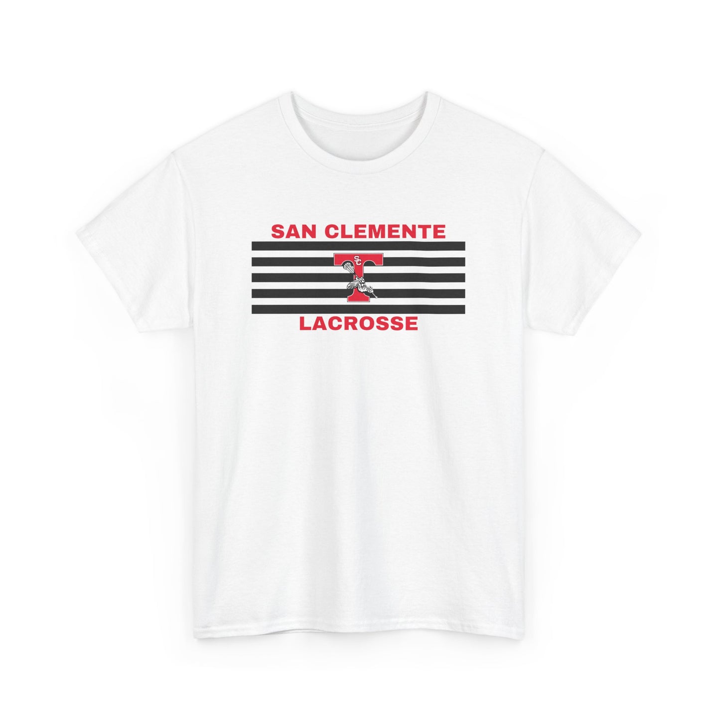 San Clemente Lacrosse Unisex Heavy Cotton Tee Black Stripes