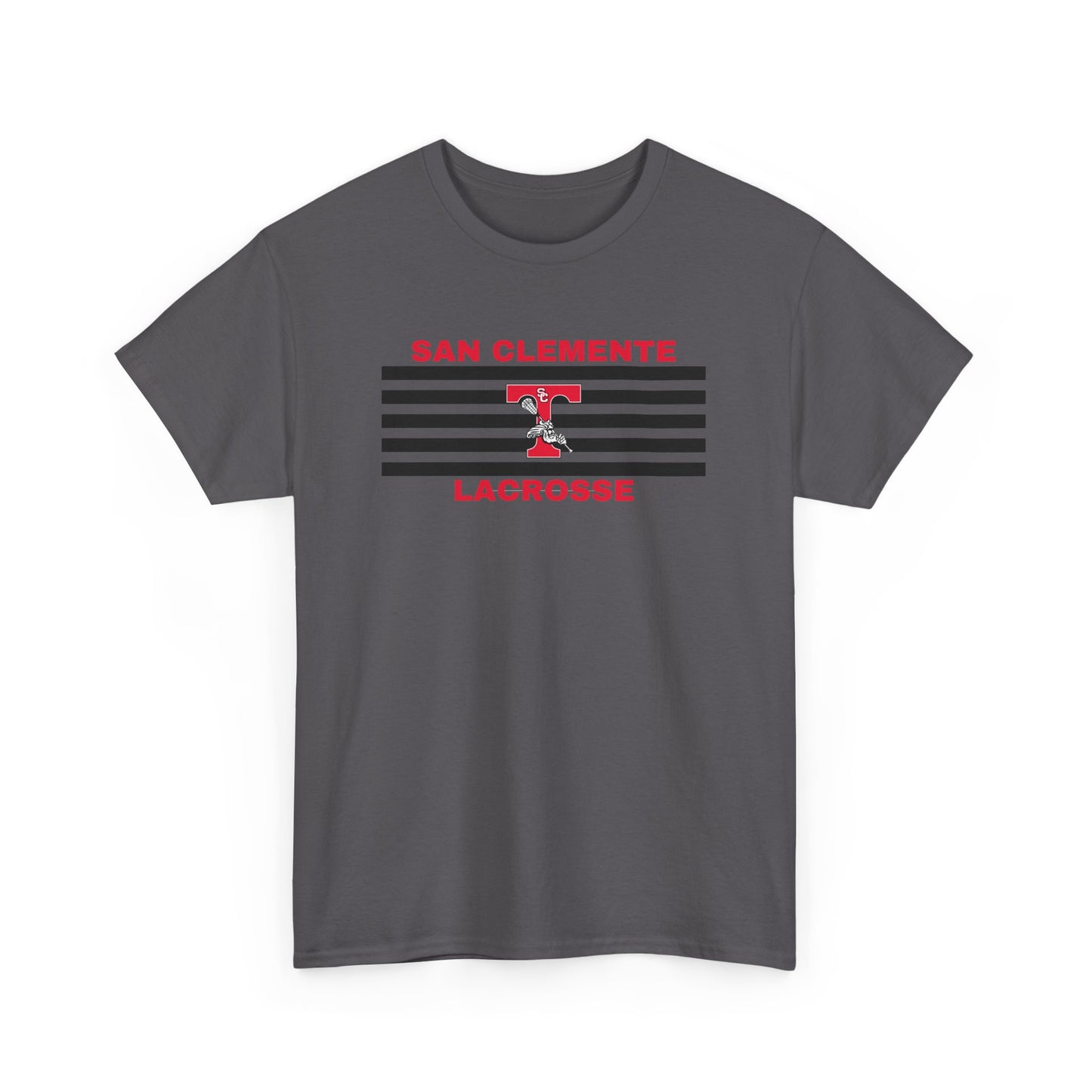 San Clemente Lacrosse Unisex Heavy Cotton Tee Black Stripes