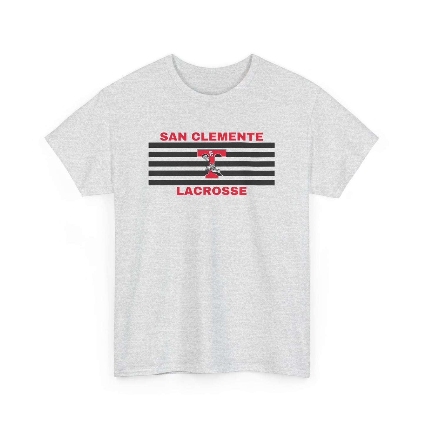 San Clemente Lacrosse Unisex Heavy Cotton Tee Black Stripes