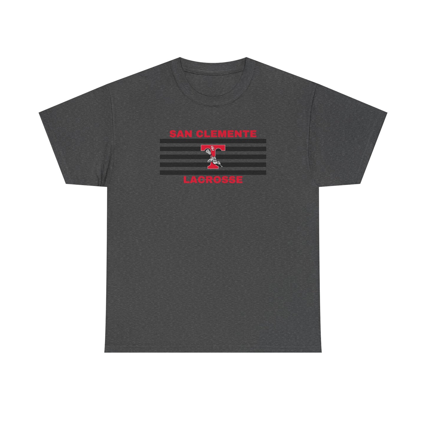 San Clemente Lacrosse Unisex Heavy Cotton Tee Black Stripes