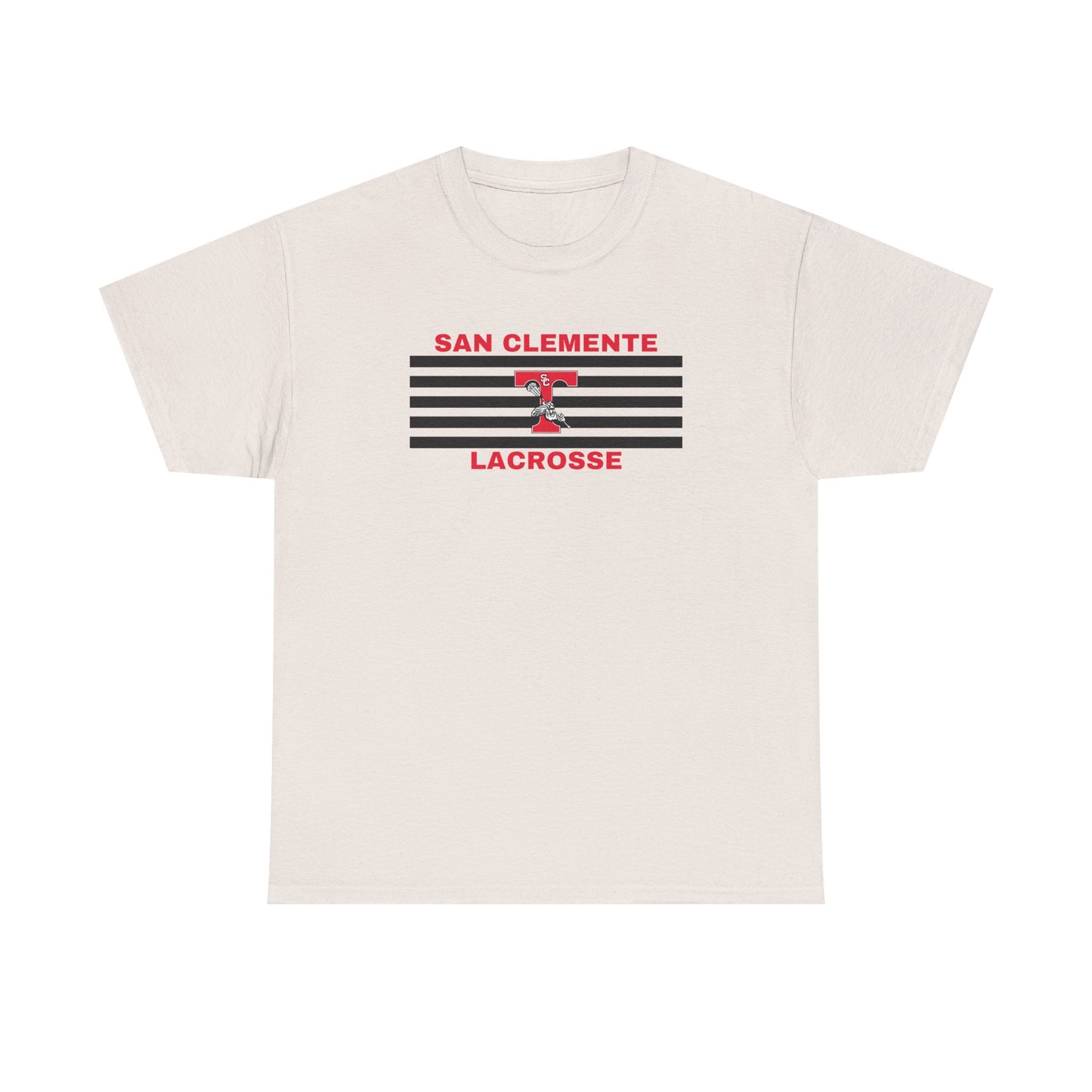 San Clemente Lacrosse Unisex Heavy Cotton Tee Black Stripes