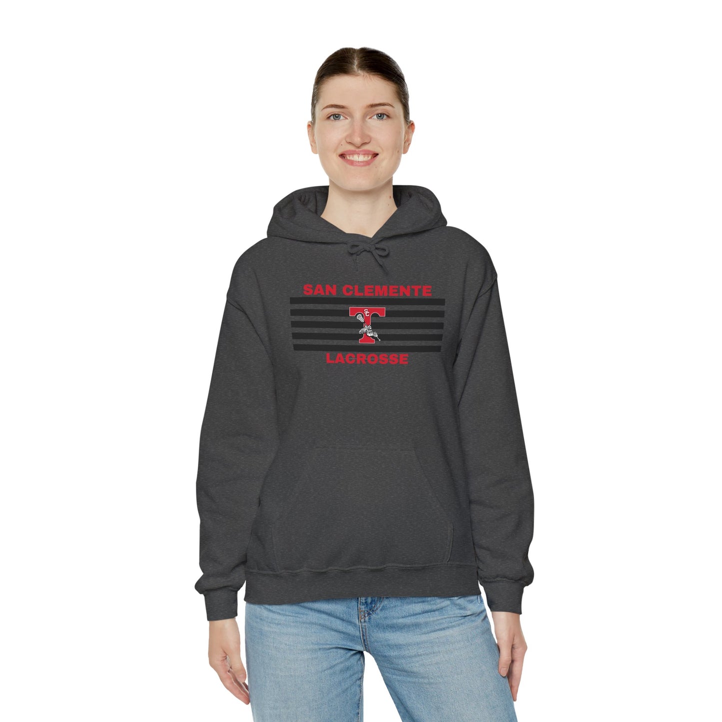 San Clemente Lacrosse Hoodie - Unisex Heavy Blend™ Sweatshirt Black Stripe Triton