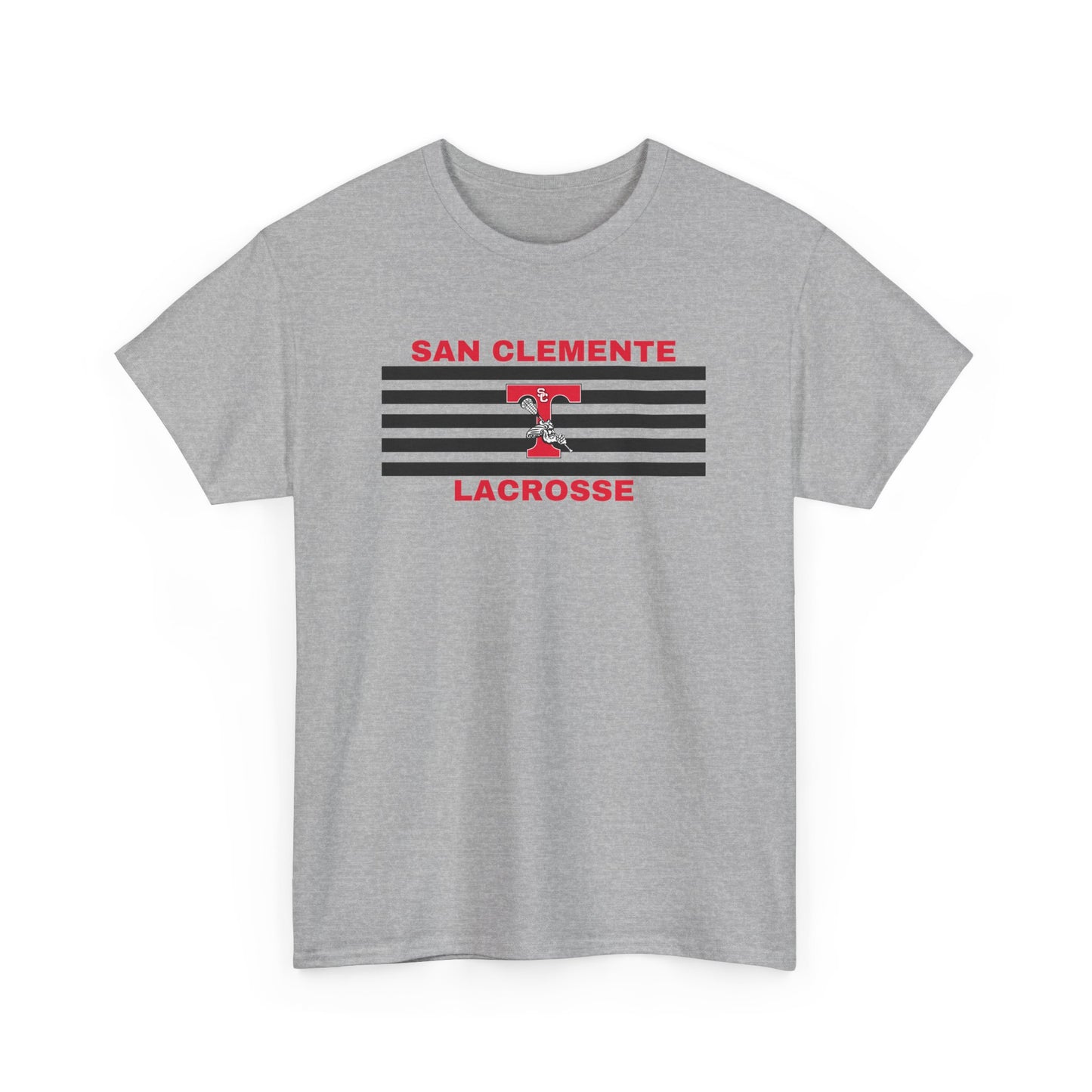 San Clemente Lacrosse Unisex Heavy Cotton Tee Black Stripes