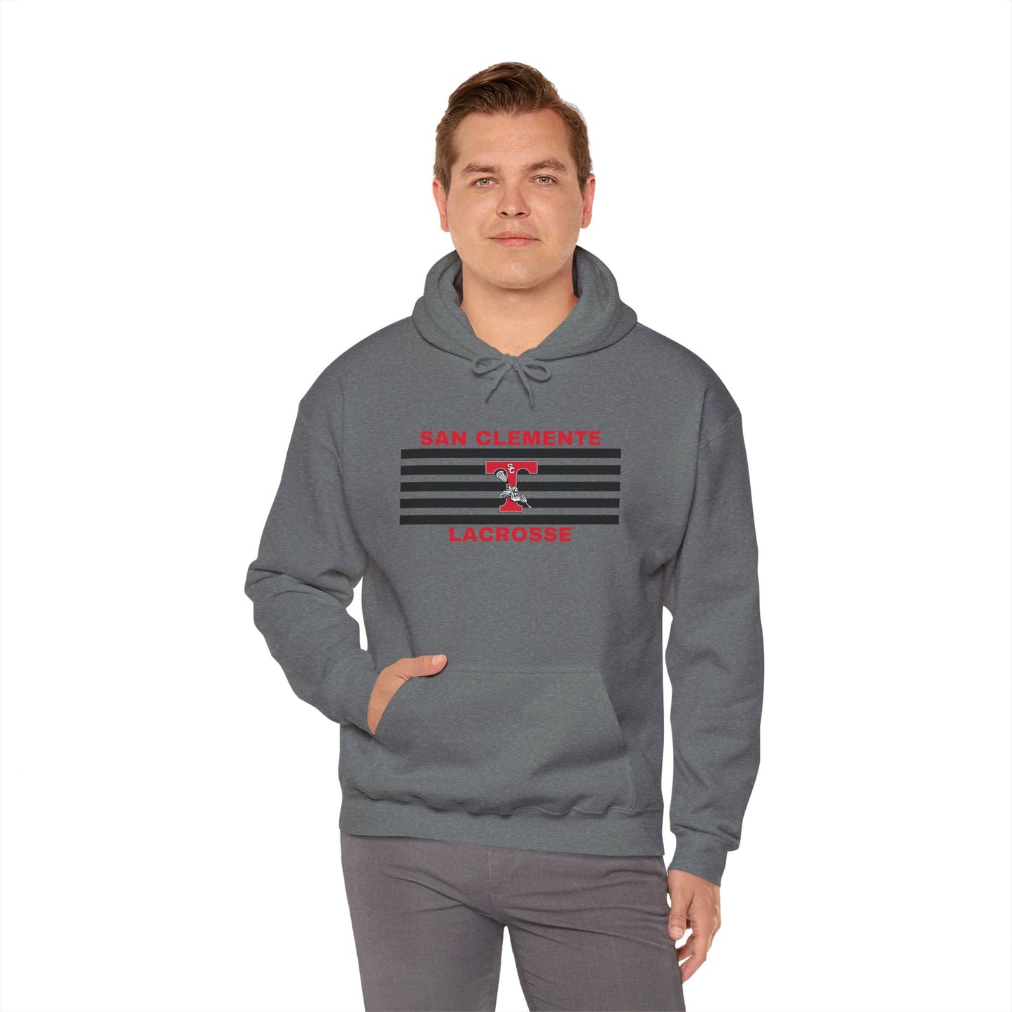 San Clemente Lacrosse Hoodie - Unisex Heavy Blend™ Sweatshirt Black Stripe Triton
