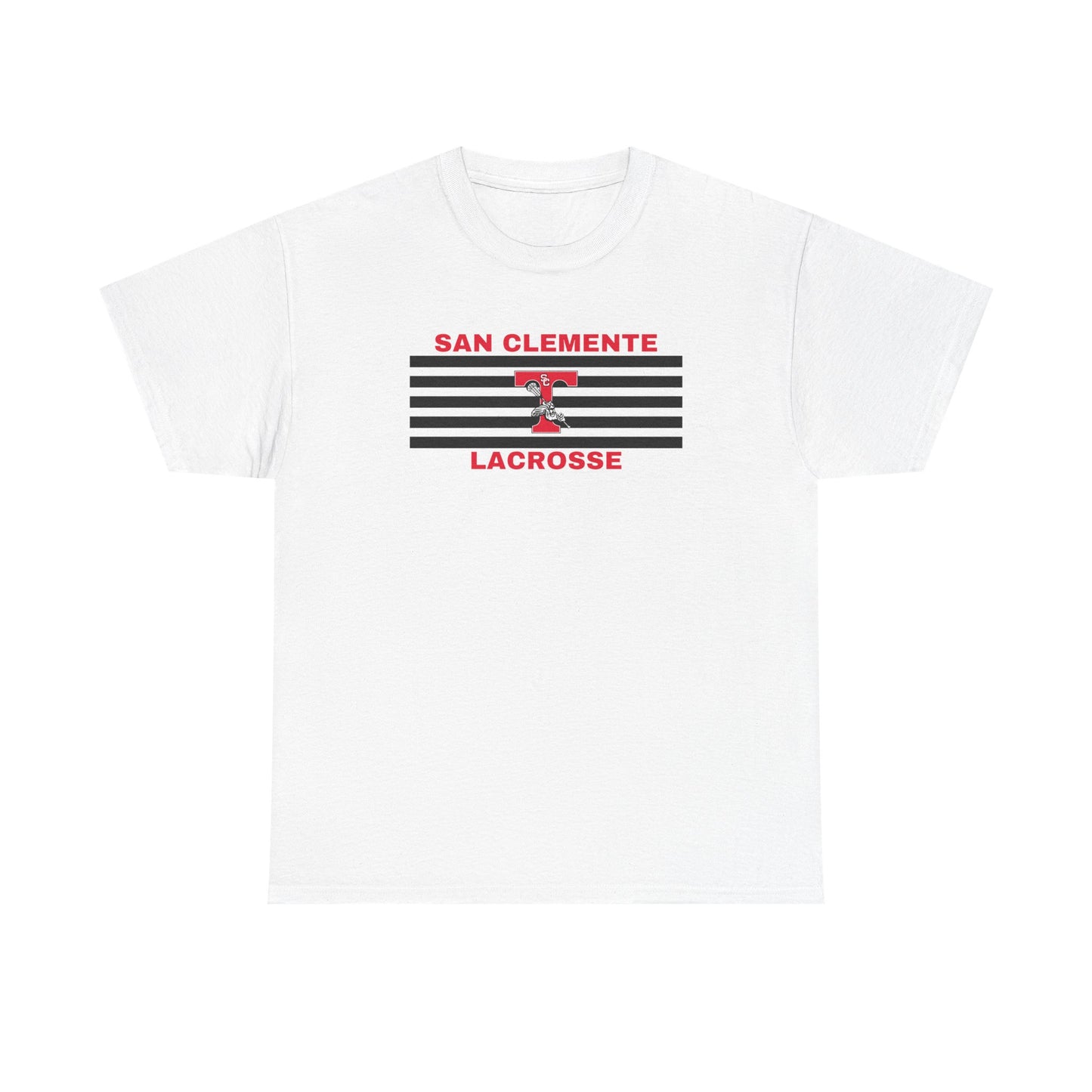San Clemente Lacrosse Unisex Heavy Cotton Tee Black Stripes