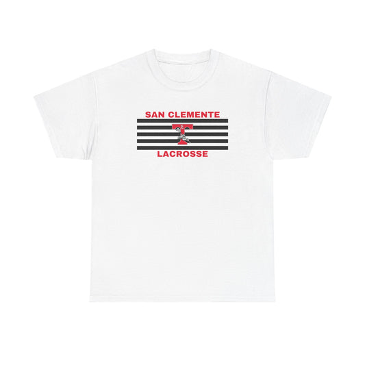San Clemente Lacrosse Unisex Heavy Cotton Tee Black Stripes