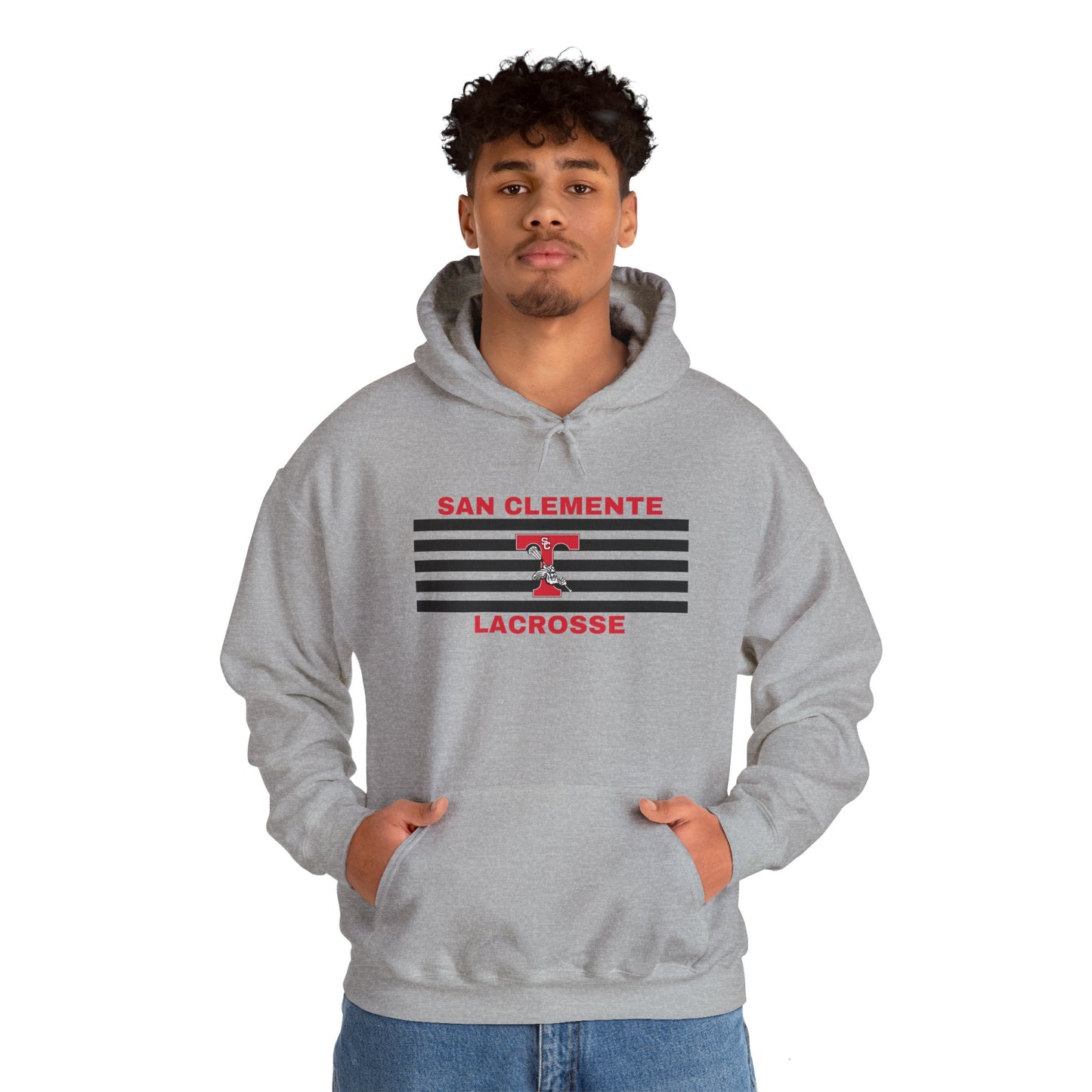 San Clemente Lacrosse Hoodie - Unisex Heavy Blend™ Sweatshirt Black Stripe Triton