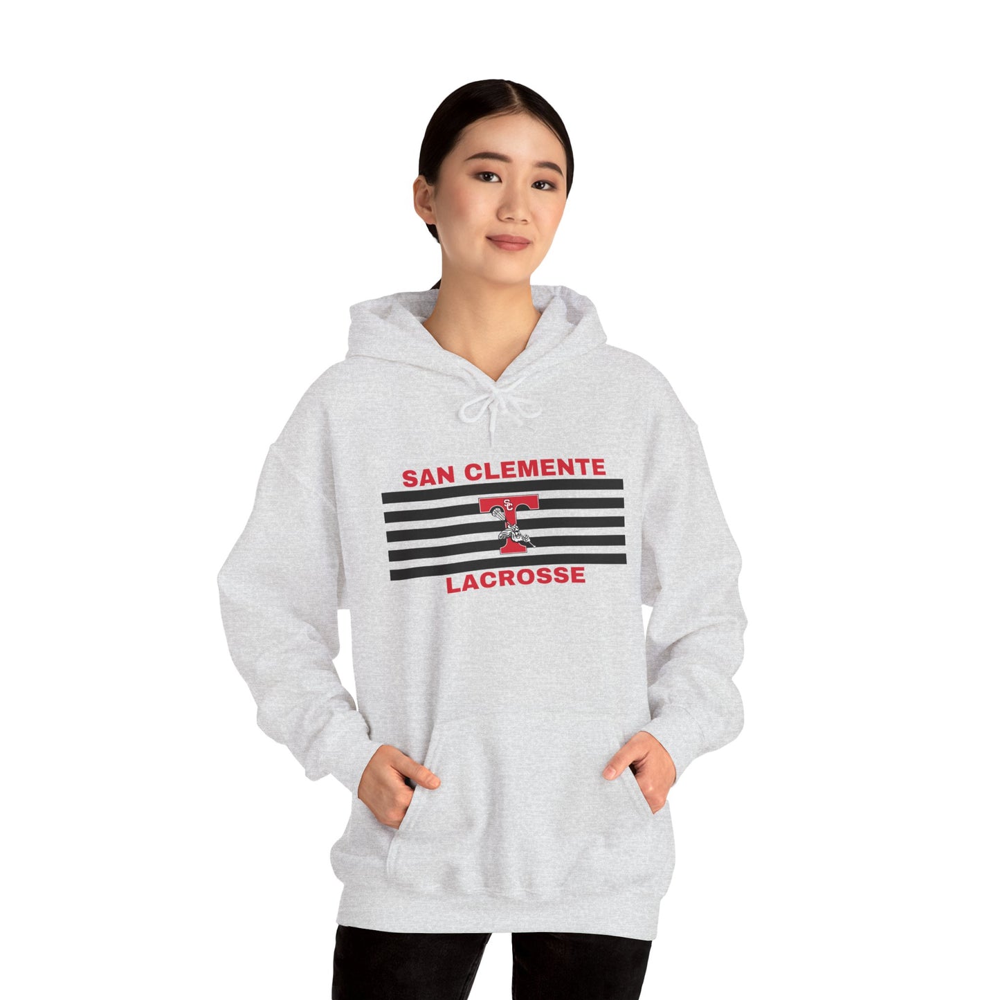 San Clemente Lacrosse Hoodie - Unisex Heavy Blend™ Sweatshirt Black Stripe Triton