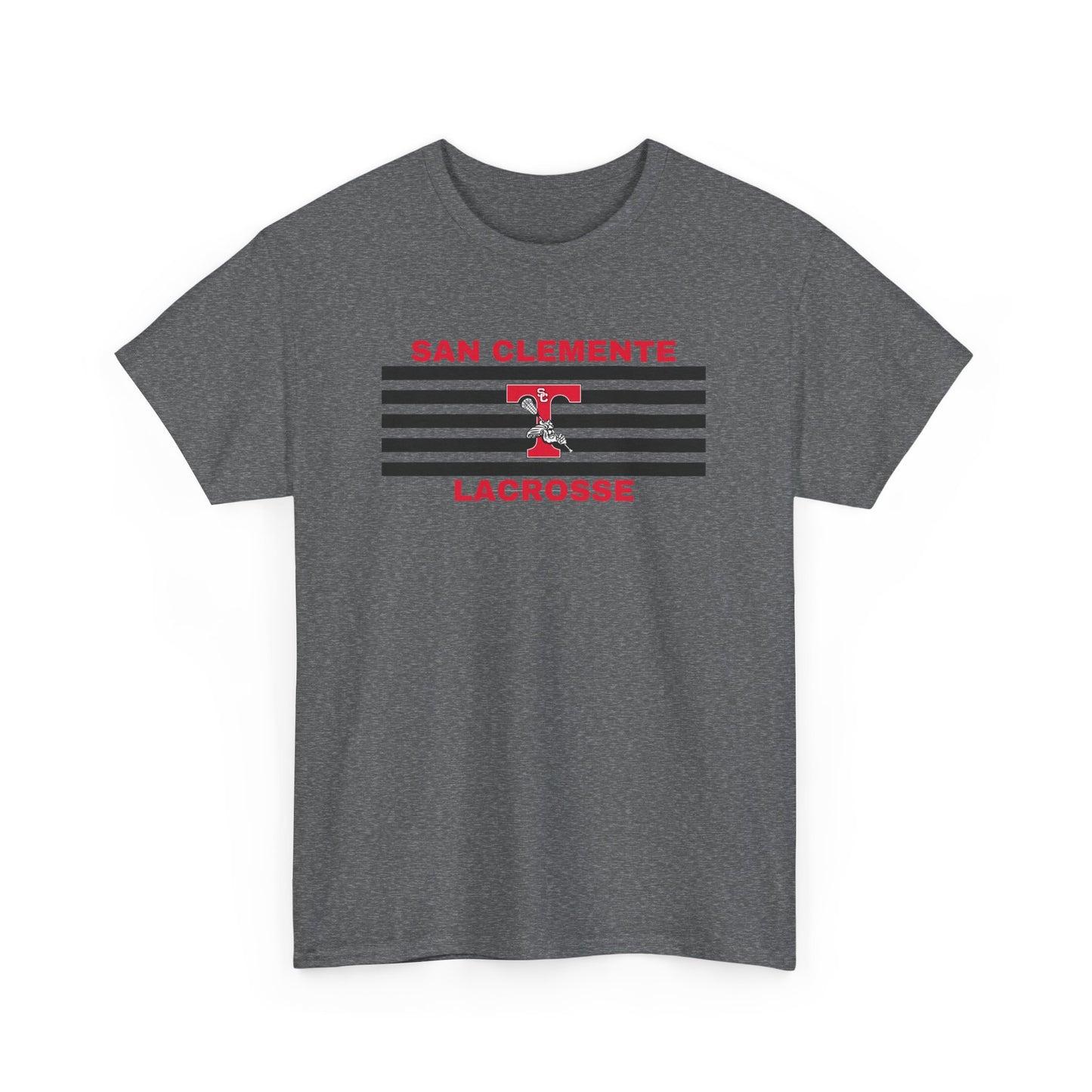 San Clemente Lacrosse Unisex Heavy Cotton Tee Black Stripes