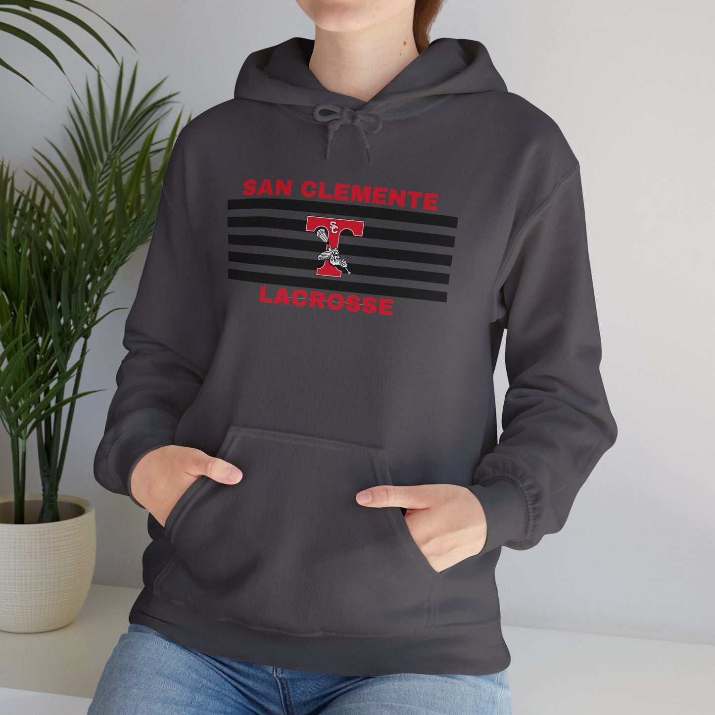 San Clemente Lacrosse Hoodie - Unisex Heavy Blend™ Sweatshirt Black Stripe Triton