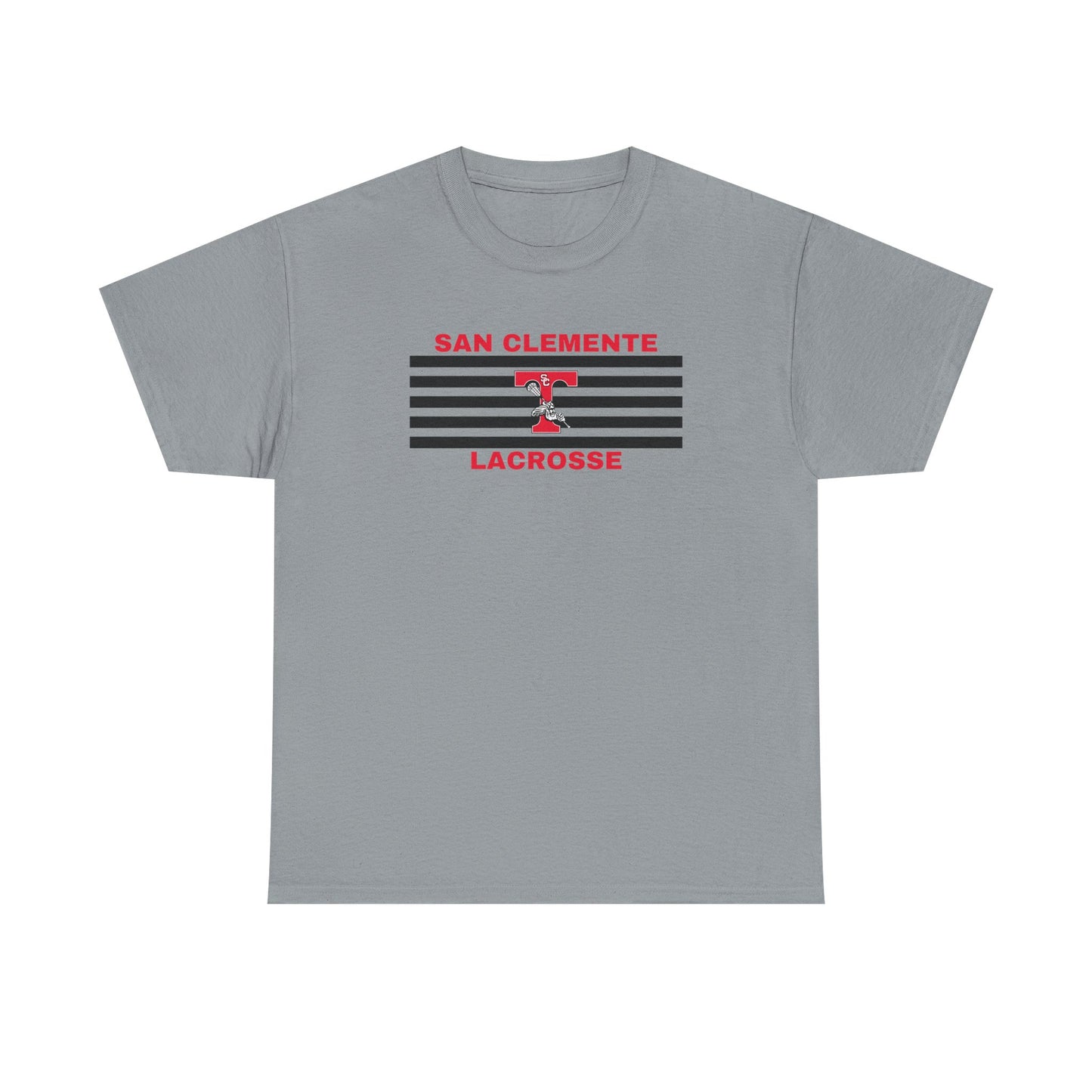 San Clemente Lacrosse Unisex Heavy Cotton Tee Black Stripes