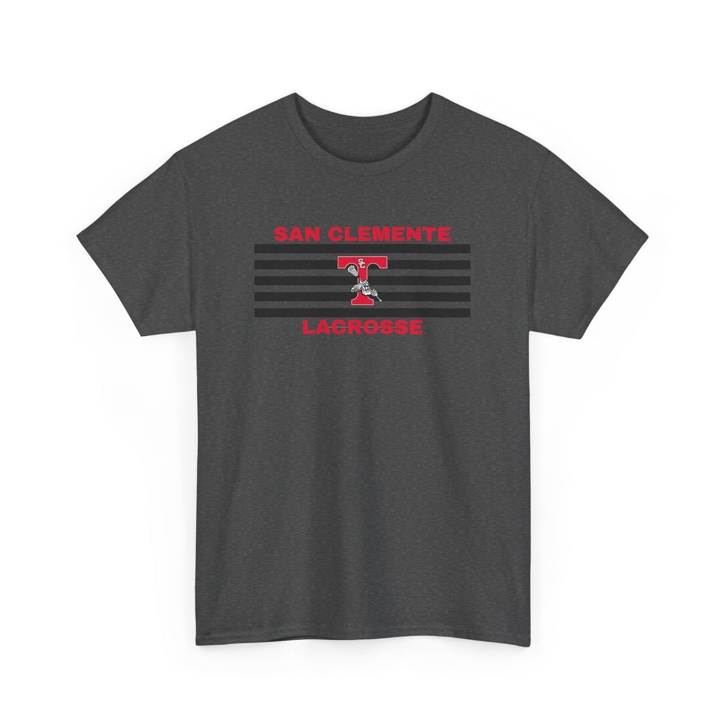 San Clemente Lacrosse Unisex Heavy Cotton Tee Black Stripes