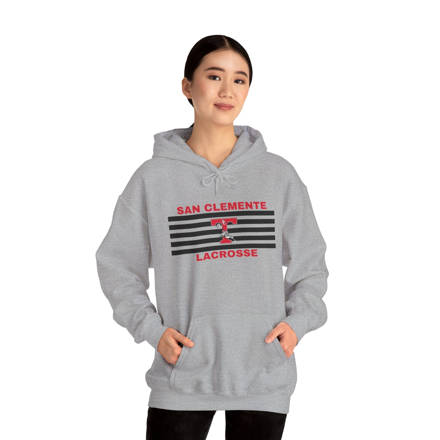 San Clemente Lacrosse Hoodie - Unisex Heavy Blend™ Sweatshirt Black Stripe Triton