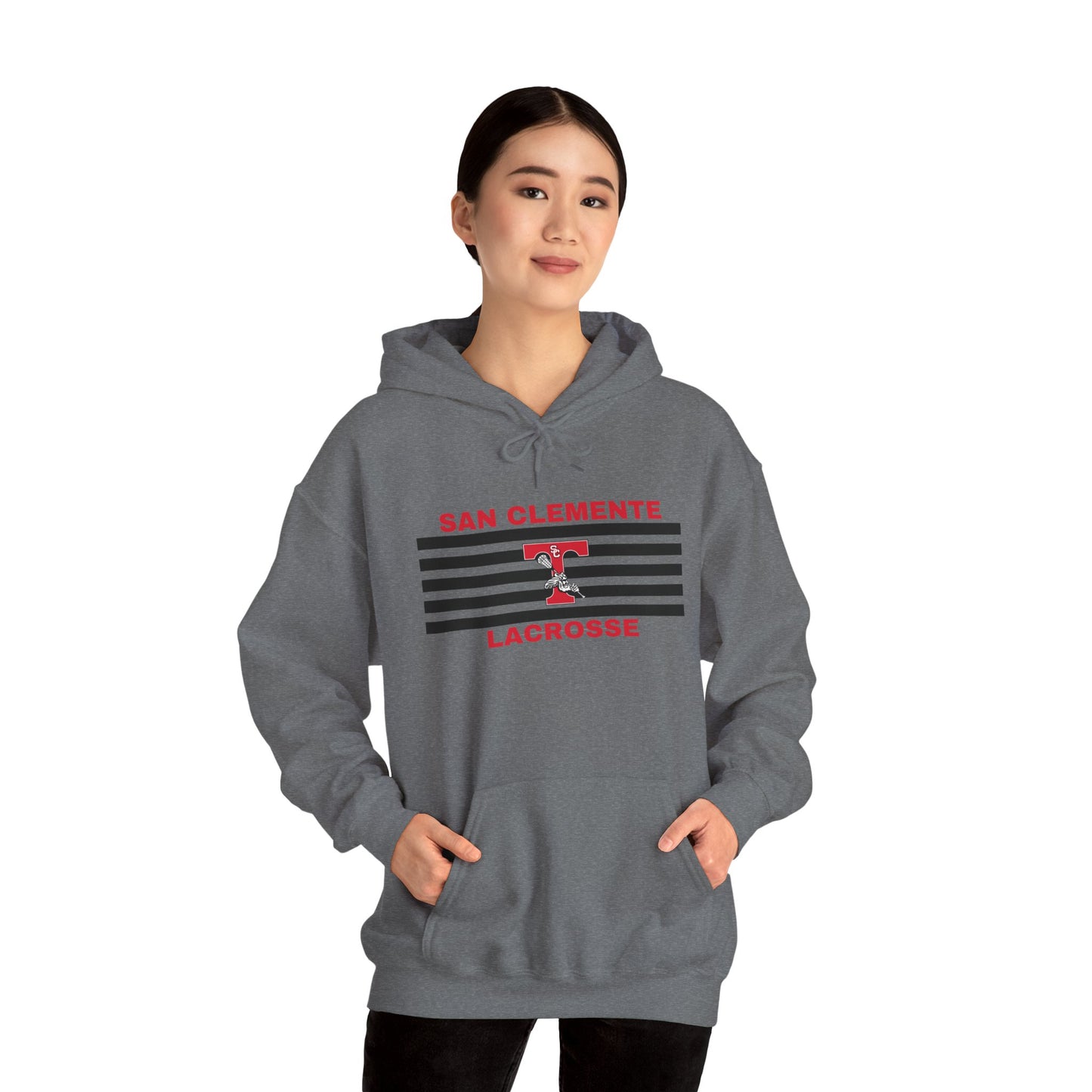 San Clemente Lacrosse Hoodie - Unisex Heavy Blend™ Sweatshirt Black Stripe Triton