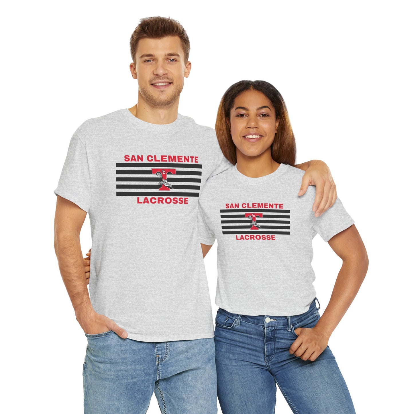 San Clemente Lacrosse Unisex Heavy Cotton Tee Black Stripes