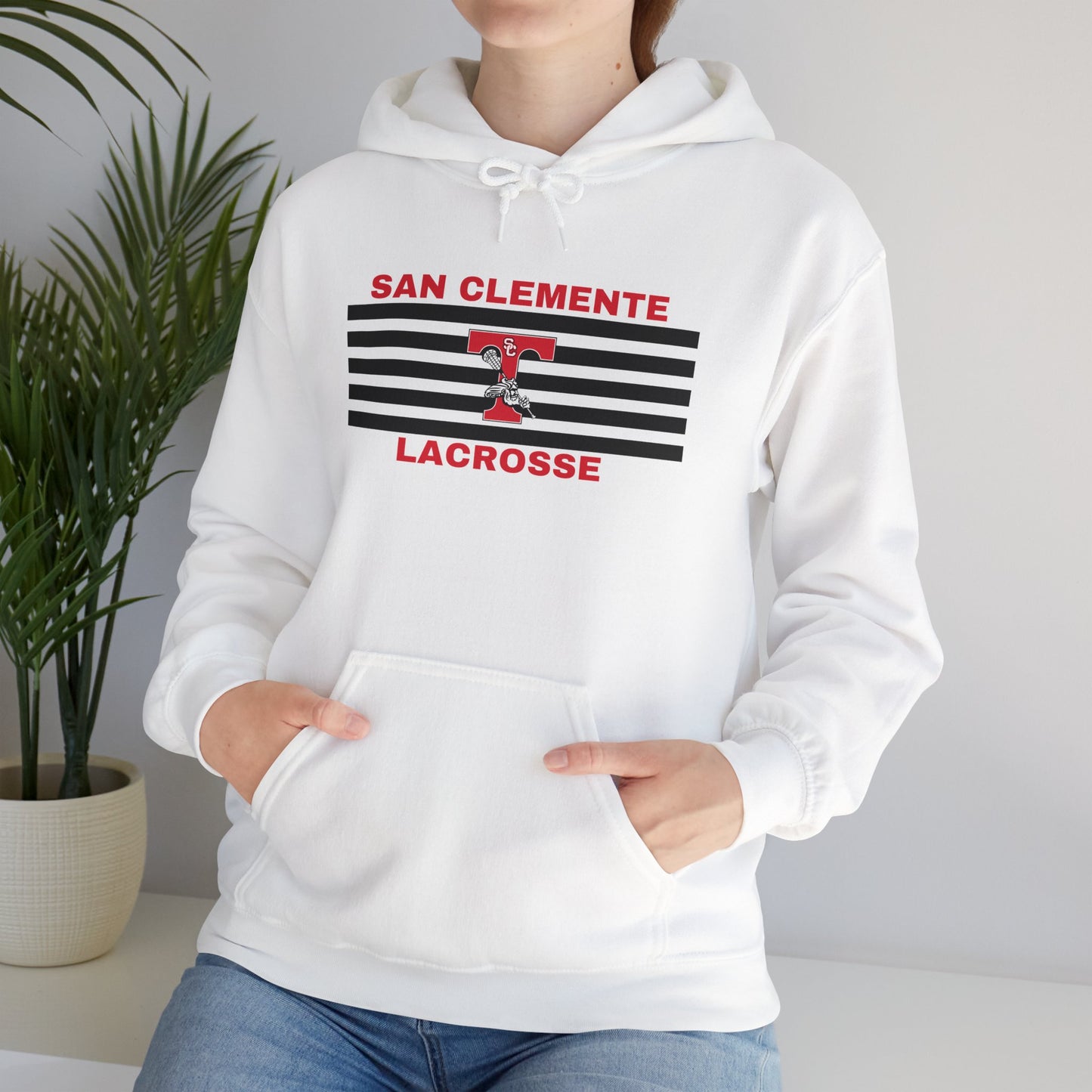 San Clemente Lacrosse Hoodie - Unisex Heavy Blend™ Sweatshirt Black Stripe Triton