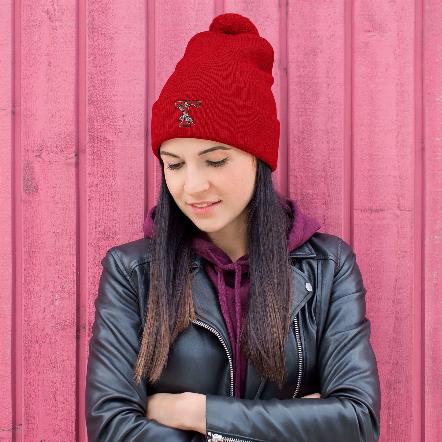 Pom-Pom Embroidered Beanie