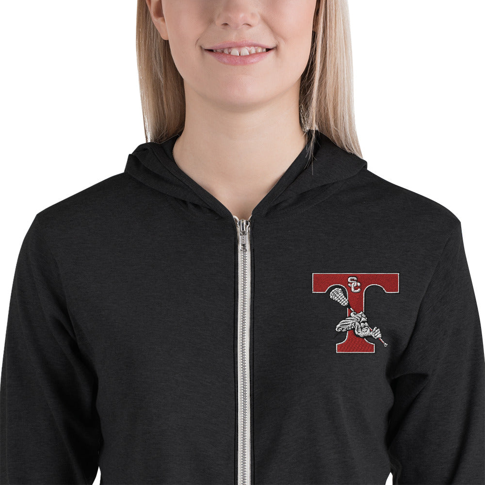 Unisex Embroidered Triton Logo Zip Hoodie