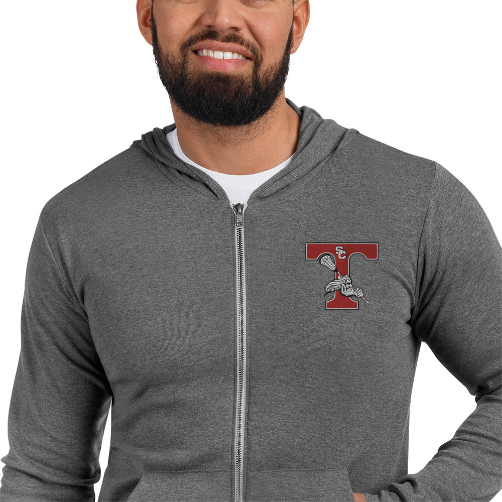 Unisex Embroidered Triton Logo Zip Hoodie